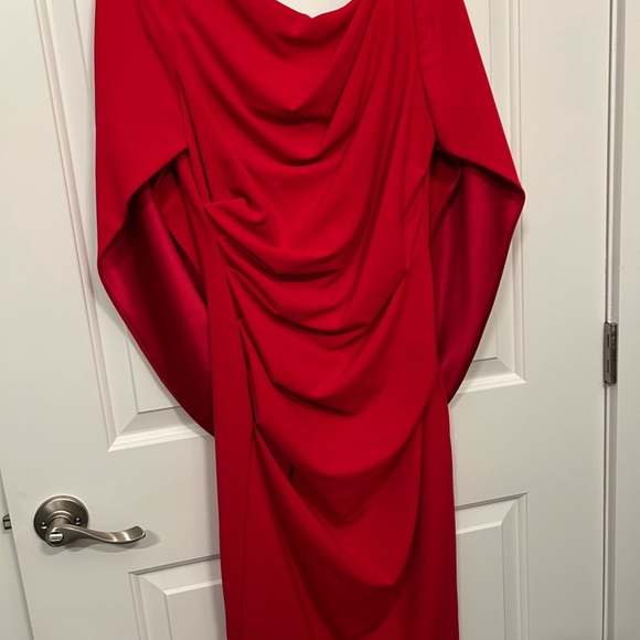 BETSY & ADAM Drape Back Red Dress BNWT Size 4 - Picture 4 of 7